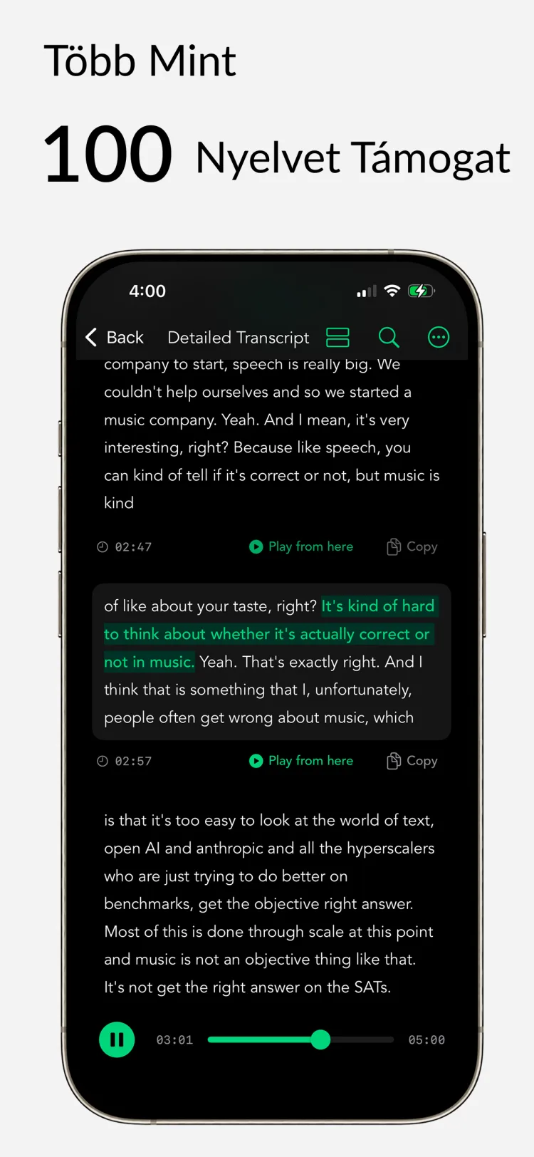 Többnyelvű Támogatás - WhisperNotes app interface
