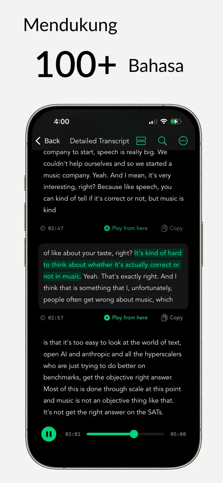 100+ Bahasa - WhisperNotes app interface