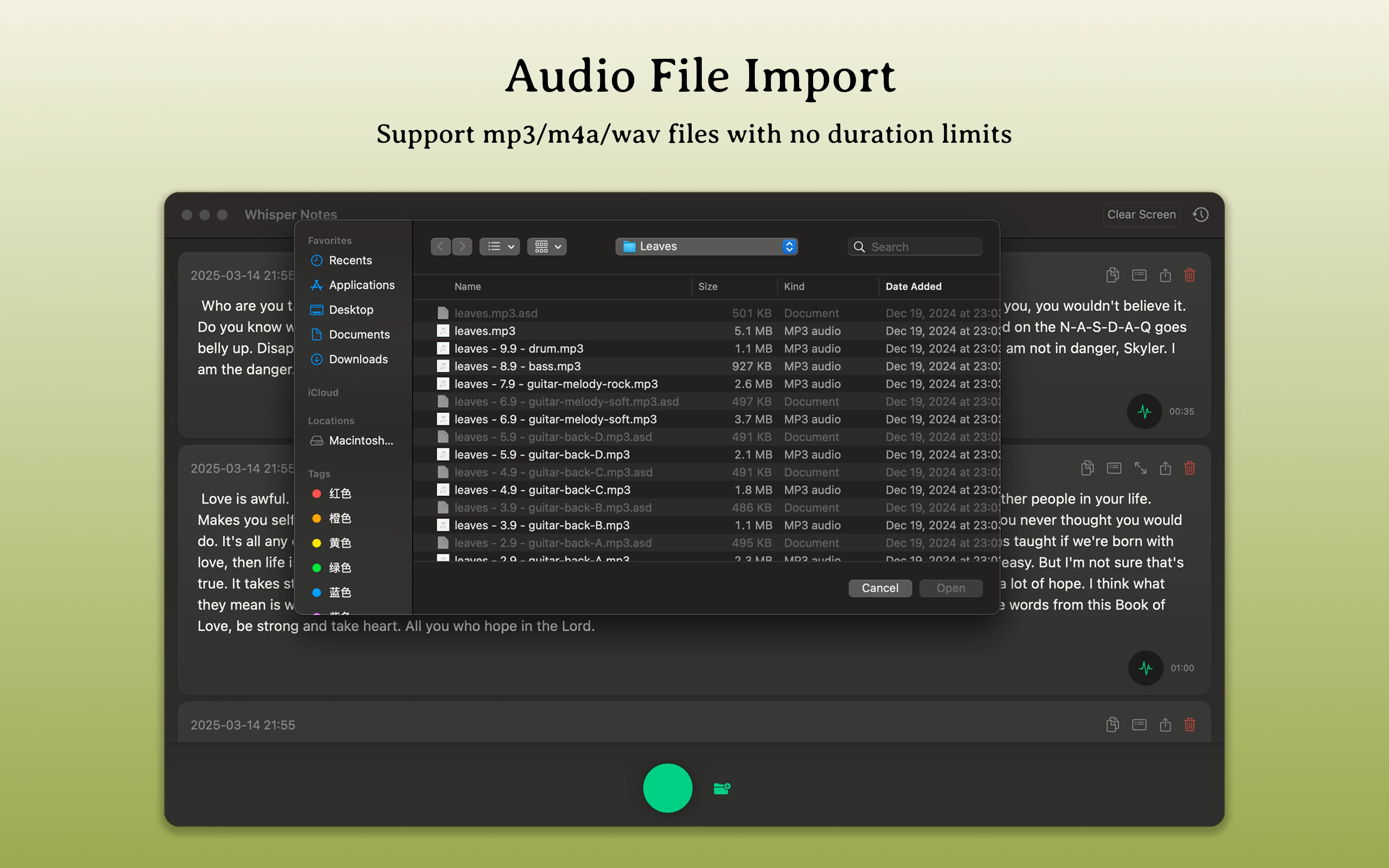 Mac Whisper Notes Audio Import Feature