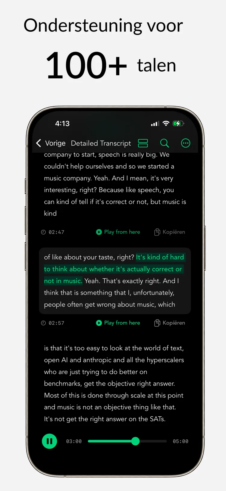 100+ talen - WhisperNotes app interface
